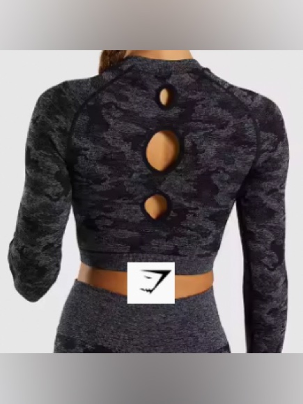 Gymshark Camo Seamless Long Sleeve Crop Top size medium